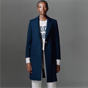 NWT Zara Wool Blend Dark Navy Single Button Over Coat